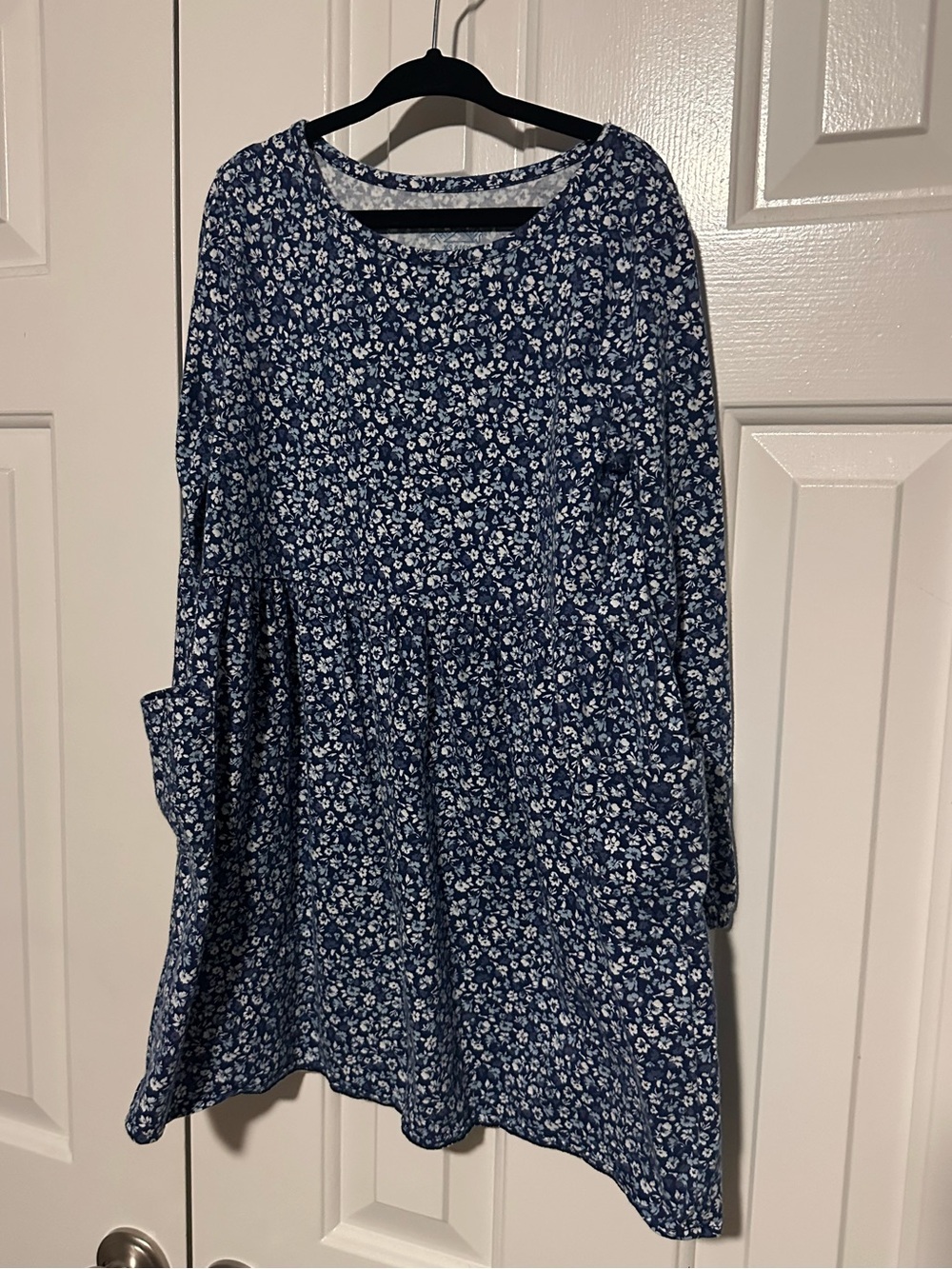 Girls' Navy Floral Long Sleeve Casual Dress